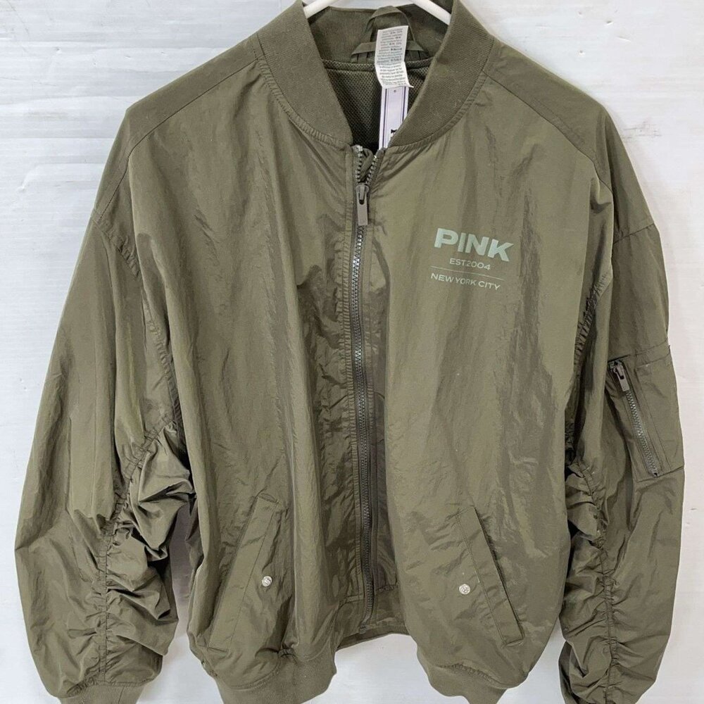 Pink Victoria’s Secret Parachute Bomber Windbreaker Jacket Size Large
